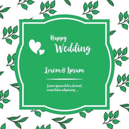 Illustration of happy wedding invitation template design with foliage elementのイラスト素材