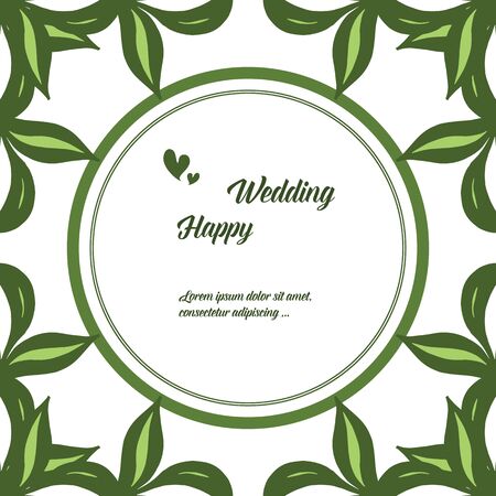 Illustration of happy wedding invitation template design with foliage elementのイラスト素材
