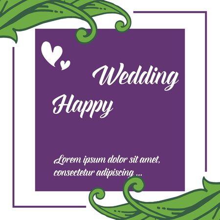 Illustration of happy wedding invitation template design with floral elementのイラスト素材