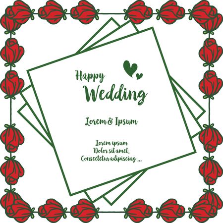 Illustration of happy wedding invitation template design with floral frameのイラスト素材