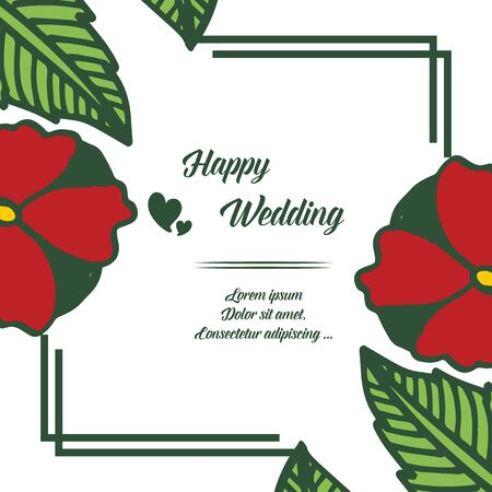 Illustration of happy wedding invitation template design with floral elementのイラスト素材