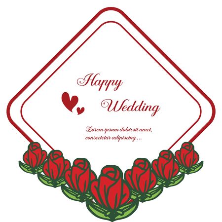 Illustration of happy wedding invitation template design with floral elementのイラスト素材