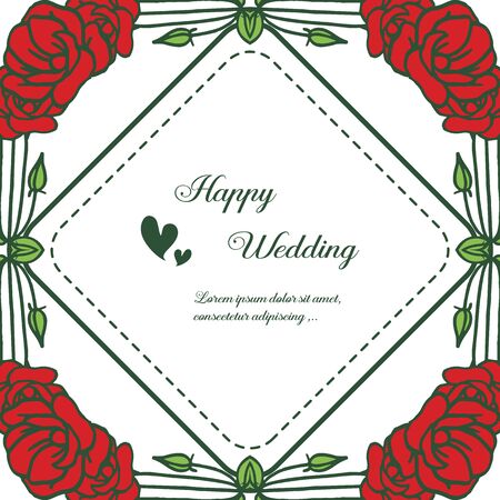 Illustration of happy wedding invitation template design with floral elementのイラスト素材