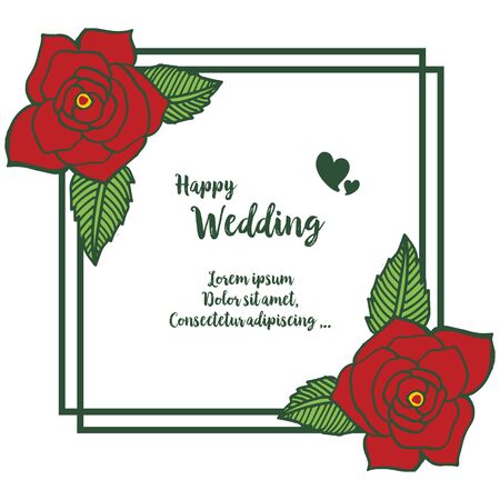 Illustration of happy wedding invitation template design with floral elementのイラスト素材