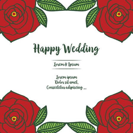Illustration of happy wedding invitation template design with floral elementのイラスト素材
