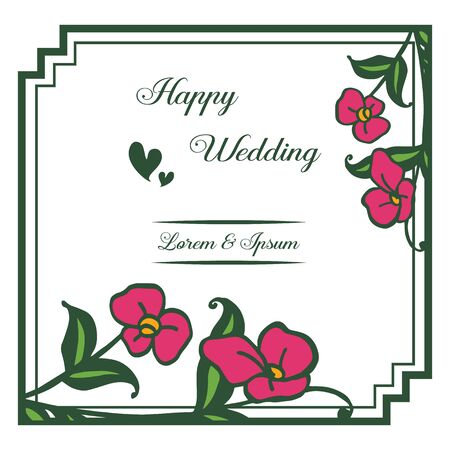 Illustration of happy wedding invitation template design with floral elementのイラスト素材