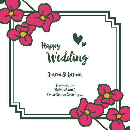 Illustration of happy wedding invitation template design with floral elementのイラスト素材