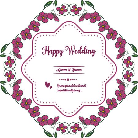 Illustration of happy wedding invitation template design with floral elementのイラスト素材