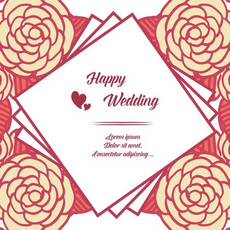 Illustration of happy wedding invitation template design with floral elementのイラスト素材