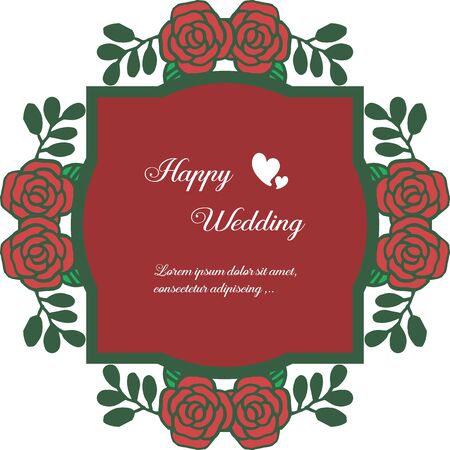 Illustration of happy wedding invitation template design with floral elementのイラスト素材