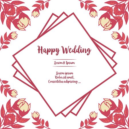 Illustration of happy wedding invitation template design with floral elementのイラスト素材