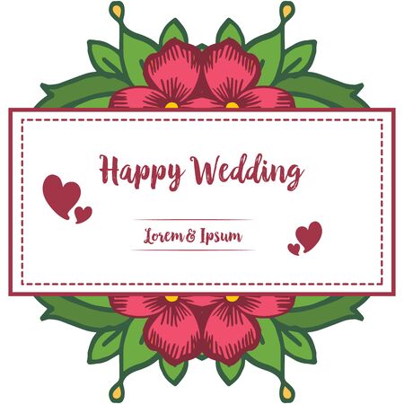 Illustration of happy wedding invitation template design with floral elementのイラスト素材