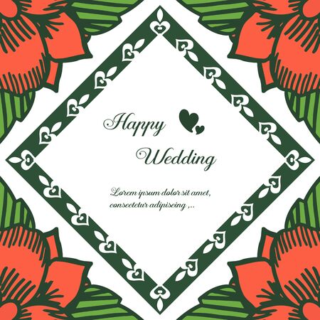 Illustration of happy wedding invitation template design with floral elementのイラスト素材
