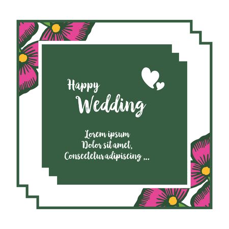 Illustration of happy wedding invitation template design with floral elementのイラスト素材