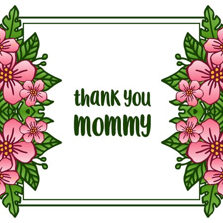 Thank You Mommy text with floral frameのイラスト素材