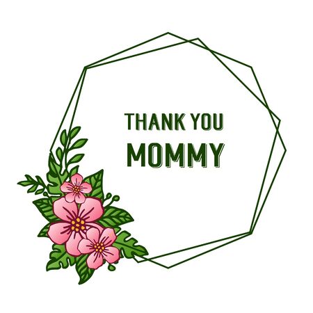 Thank You Mommy text with floral frameのイラスト素材
