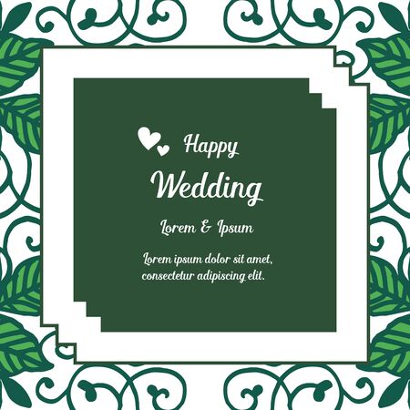 Illustration of happy wedding invitation template design with floral elementのイラスト素材