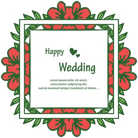 Illustration of happy wedding invitation template design with floral elementのイラスト素材