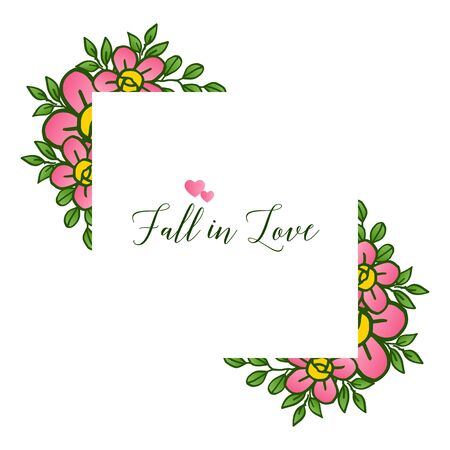 Fall in love lettering with floral frameのイラスト素材