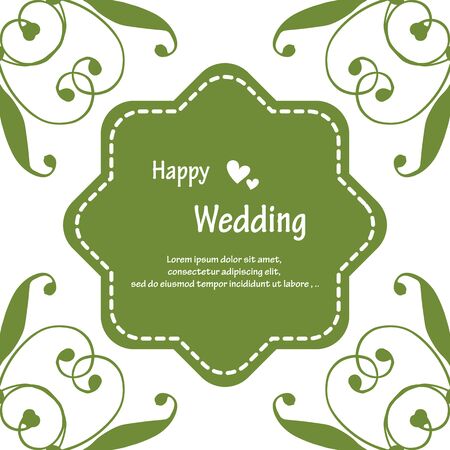 Illustration of happy wedding invitation template design with foliage elementのイラスト素材
