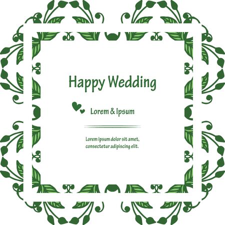 Illustration of happy wedding invitation template design with foliage elementのイラスト素材