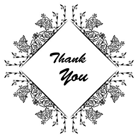 Thank You card with floral frameのイラスト素材