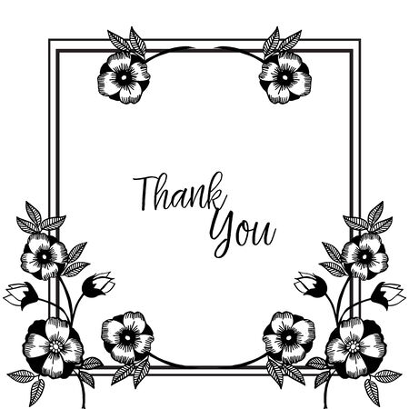 Thank You card with floral frameのイラスト素材