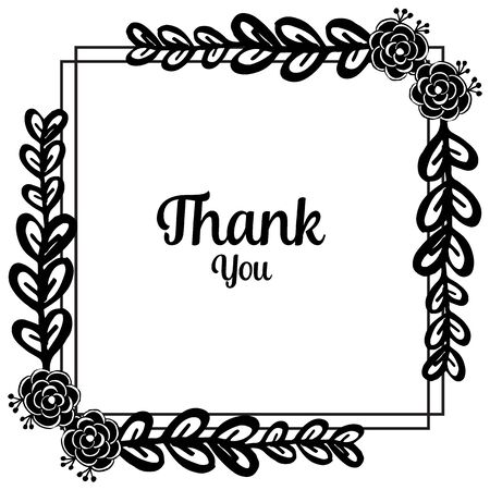 Thank You card with floral frameのイラスト素材