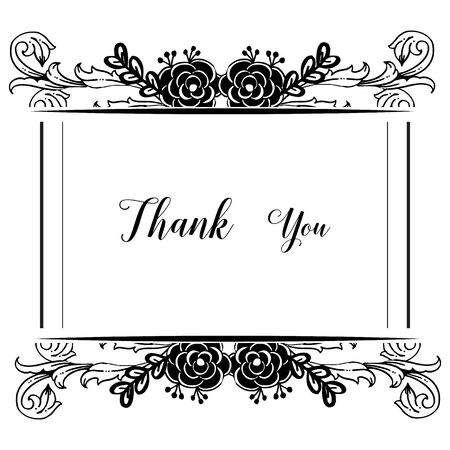 Thank You card with floral frameのイラスト素材