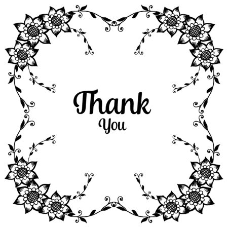 Thank You card with floral frameのイラスト素材