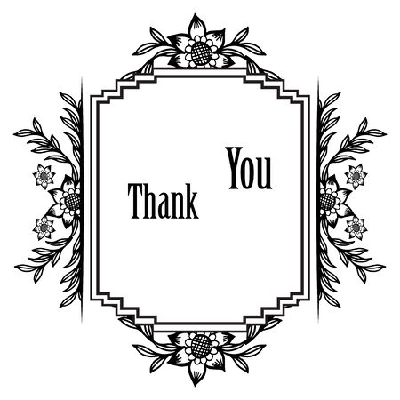 Thank You card with floral frameのイラスト素材