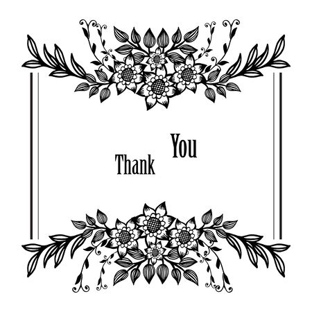Thank You card with floral frameのイラスト素材