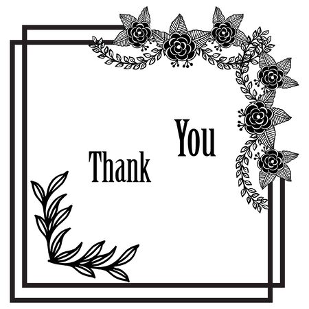 Thank You card with floral frameのイラスト素材