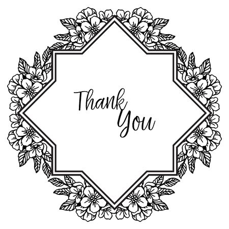 Thank You card with floral frameのイラスト素材