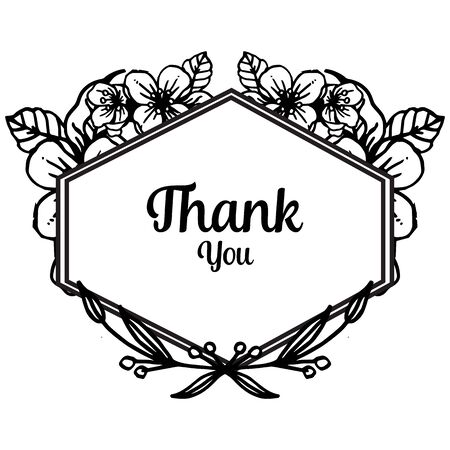 Thank You card with floral frameのイラスト素材