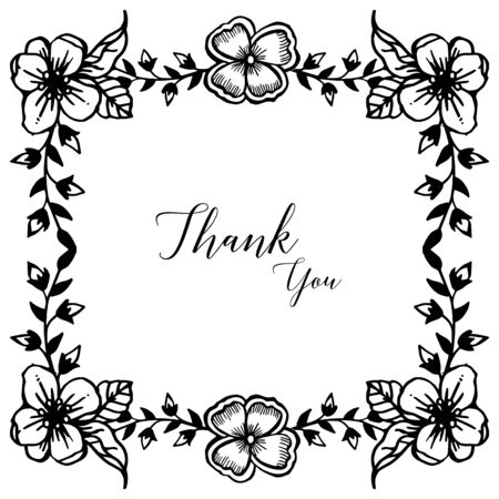 Thank You card with floral frameのイラスト素材