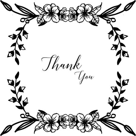 Thank You card with floral frameのイラスト素材