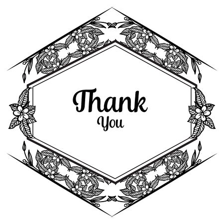 Thank You card with floral frameのイラスト素材
