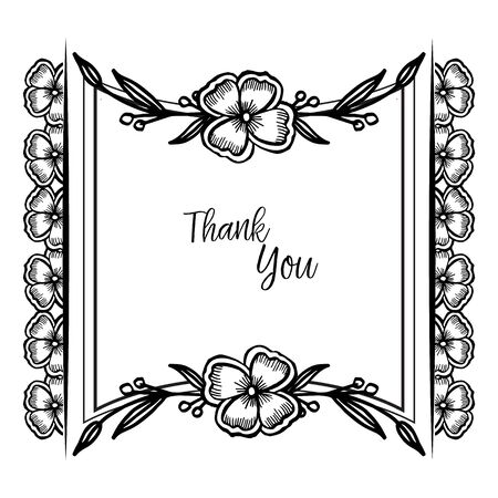 Thank You card with floral frameのイラスト素材