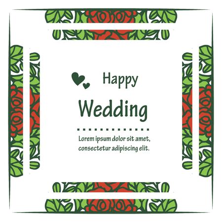 Illustration of happy wedding invitation template design with floral elementのイラスト素材
