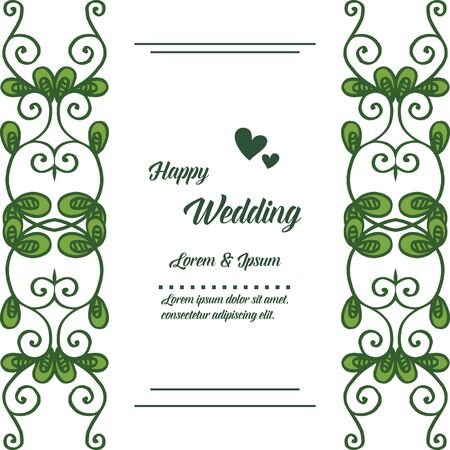 Illustration of happy wedding invitation template design with floral elementのイラスト素材