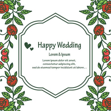 Illustration of happy wedding invitation template design with floral elementのイラスト素材