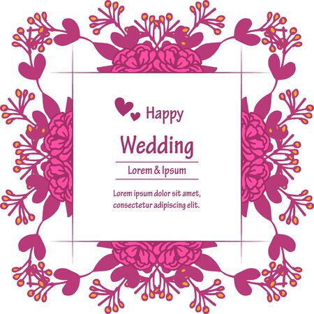 Illustration of happy wedding invitation template design with floral elementのイラスト素材