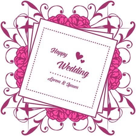 Illustration of happy wedding invitation template design with floral elementのイラスト素材