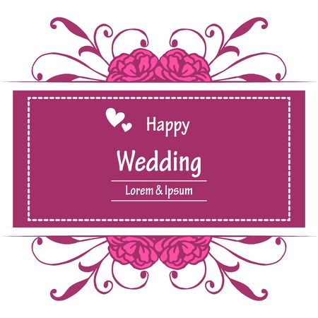 Illustration of happy wedding invitation template design with floral elementのイラスト素材