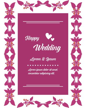 Illustration of happy wedding invitation template design with floral elementのイラスト素材