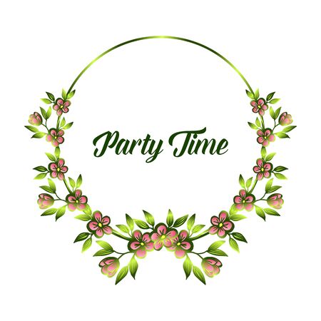 Party time card invitation with floral frameのイラスト素材