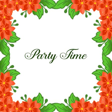 Party time card invitation with floral frameのイラスト素材