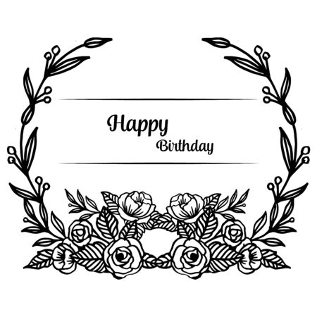 Birthday card with floral frameのイラスト素材