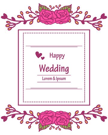 Illustration of happy wedding invitation template design with floral elementのイラスト素材